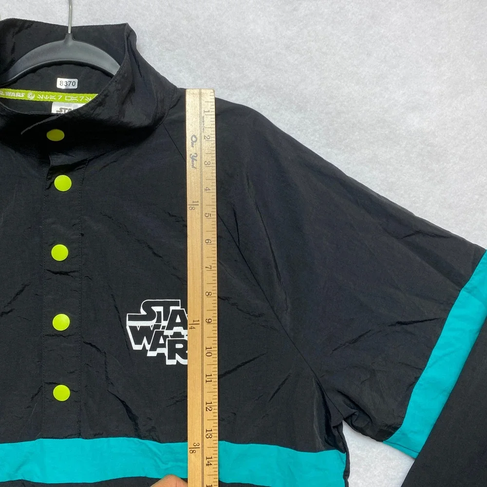 Star Wars Jacket Mens Medium Black Teal Rebel Leader Pullover Neon